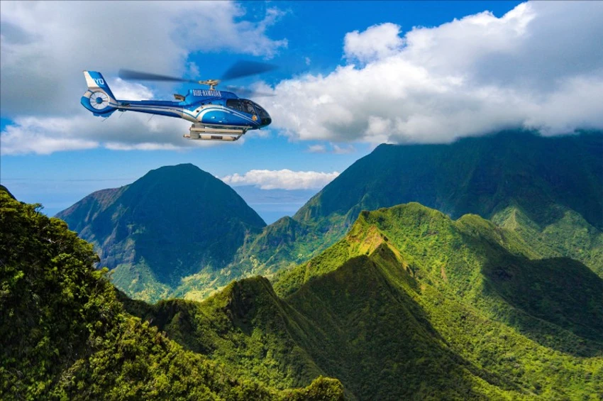 island with helicopter